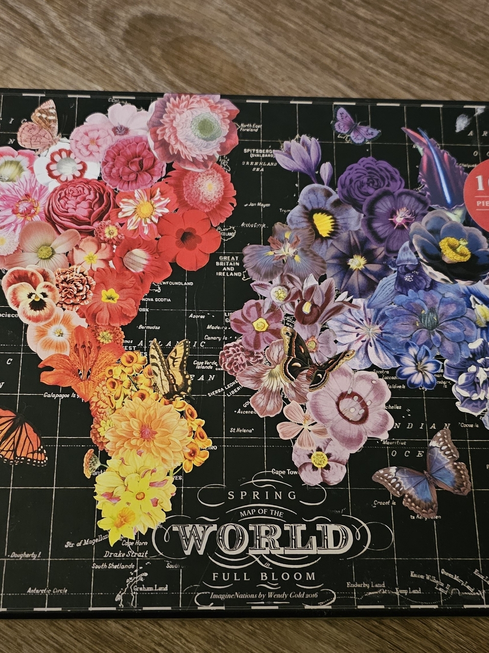 Full Bloom World Map Wall Art - Multicolor Floral Design